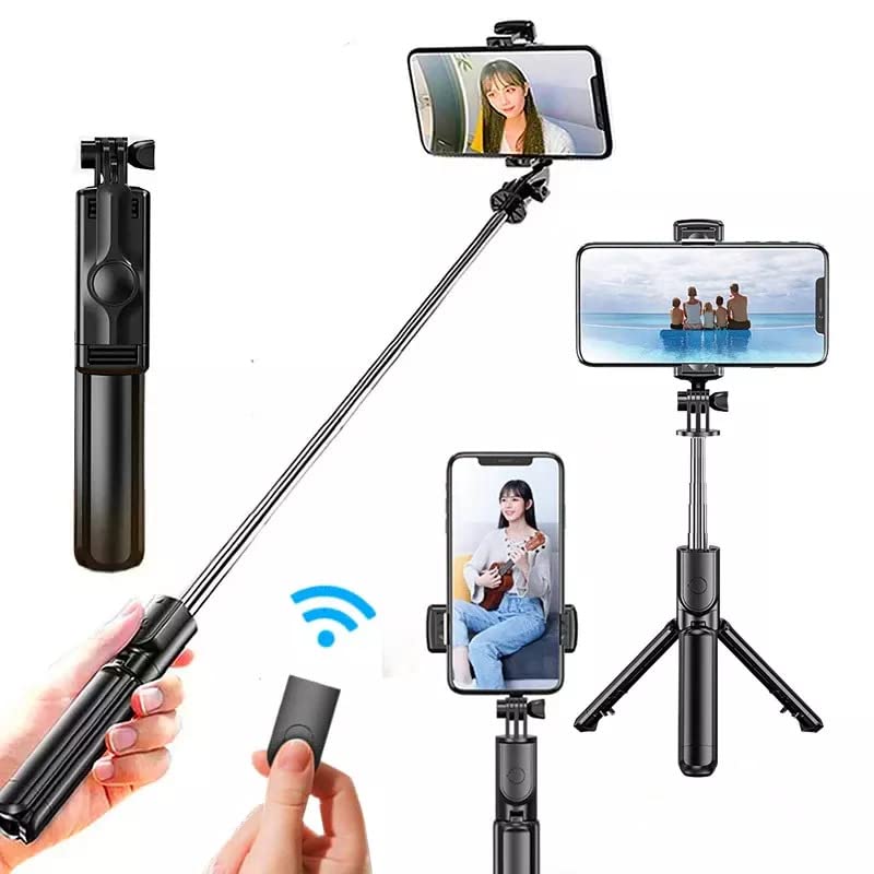 Wireless Selfie Stick Tripod Bluetooth Selfie Stick Extendable Selfie Stick  with Wireless Remote-White 