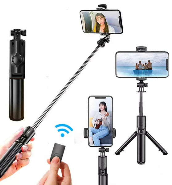 theKiteco. Bluetooth Selfie Stick with Remote 3-in-1 Multi-Functional Extendable Bluetooth Selfie Stick Tripod (Bluetooth Remote Included) (Selfie Stick with Bluetooth Remote - White)