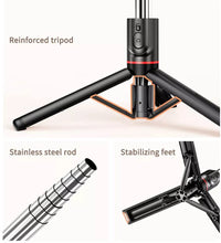 theKiteco. Selfie Stick Tripod with Detatchable LED Light, Long Selfie Stick with Stable Tripod Stand 110cm Reinforced Selfie Stick Tripod with Detatchable Fill Light Compatible with All Smart Phones